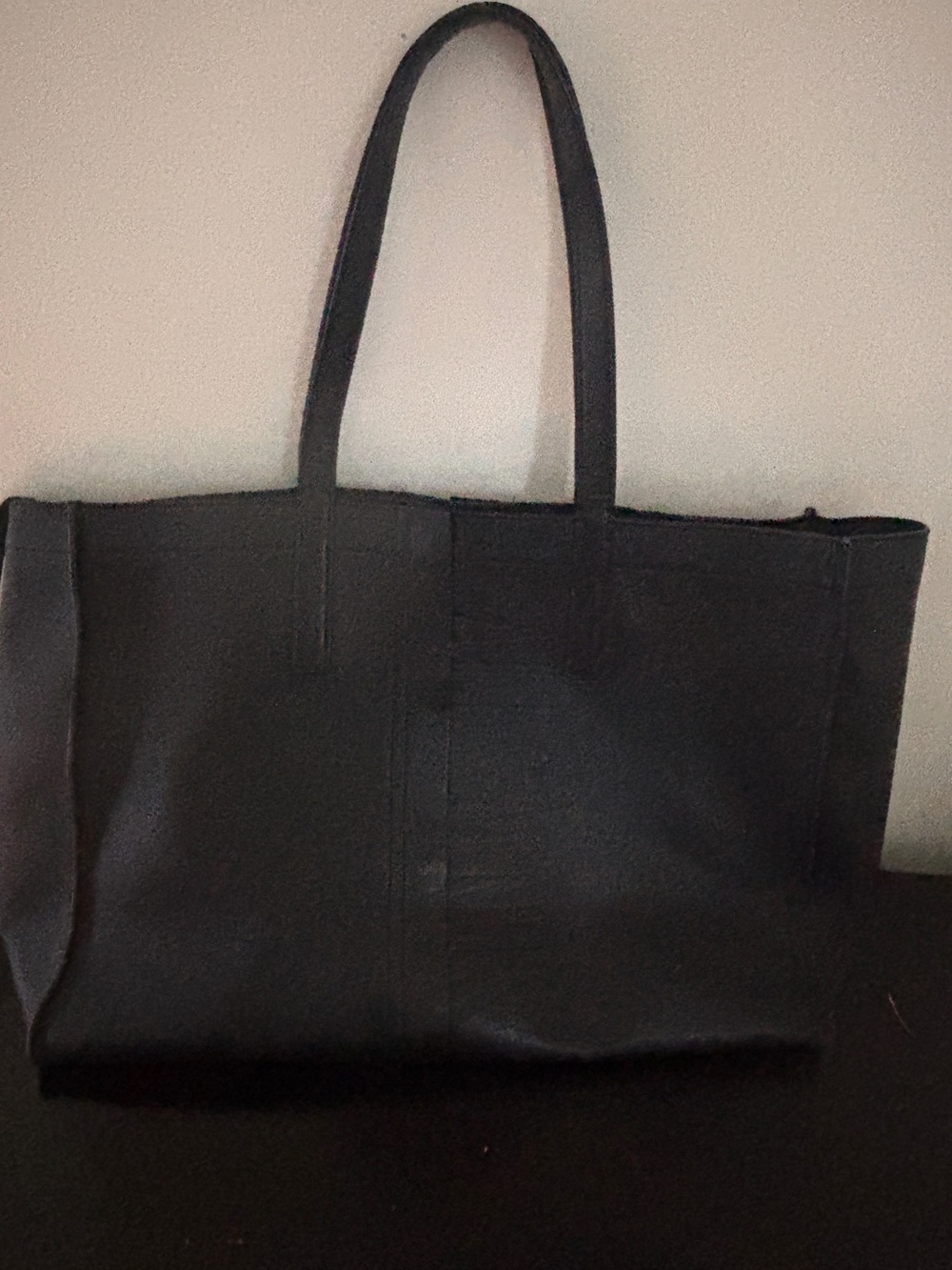 All Saints Classic Black Leather Tote Bag - Sleek Everyday Carry
